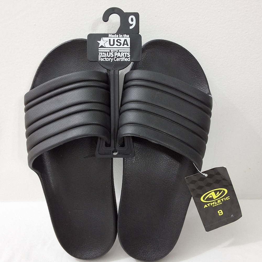 Athletic Works Women's Black Tunnel Slide Sandals, Size 9, New With Tag